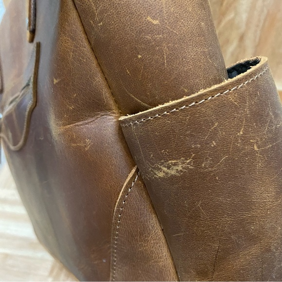 S-Zone Distressed Genuine Leather Tote Bag Cowhide Leather Laptop Travel Bag - Picture 14 of 16